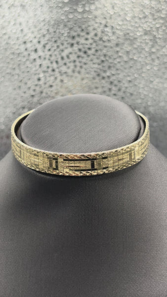 14 Karat Yellow Gold Ladies Laser Edged Soft Bangle Bracelet