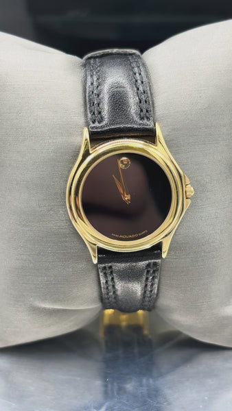 Movado women Museum Gold Bezel Stainless Quartz 35mm Watch Ref: 87 E4 0863