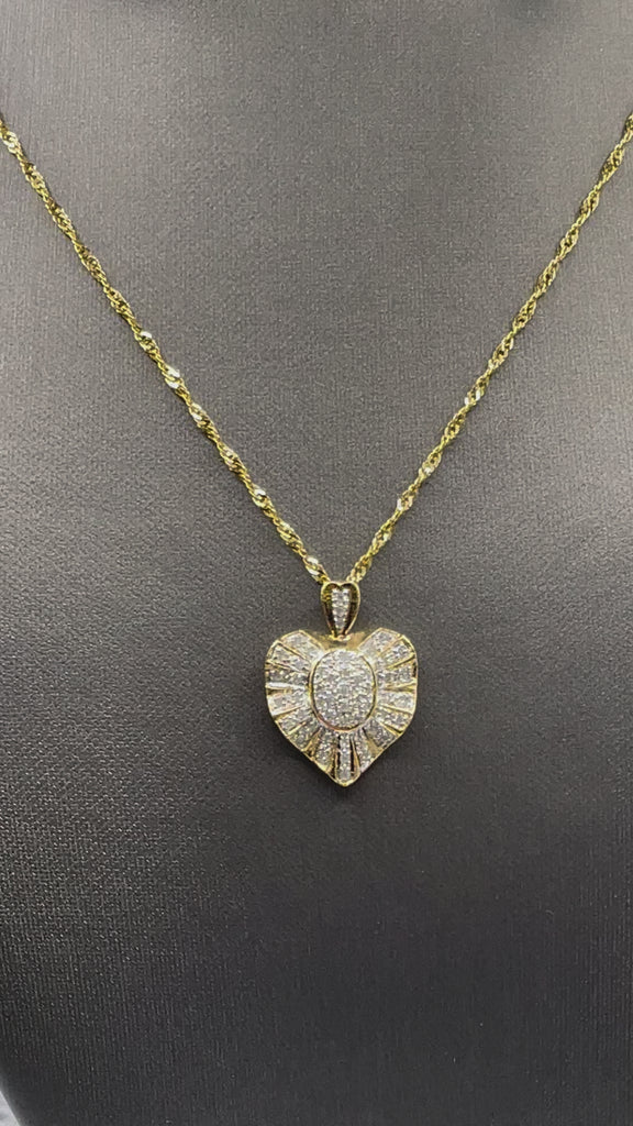 Movie of Ladies 10 Karat Solid Yellow Gold Diamond Pendant