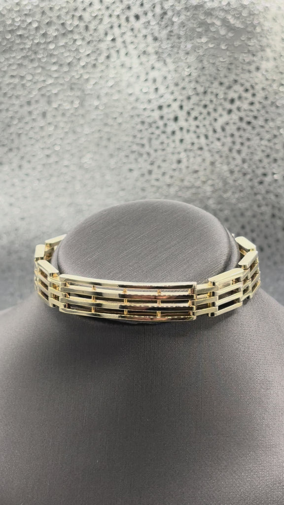 14 Karat Yellow Gold Ladies / Gents Royal Bar Link Bracelet