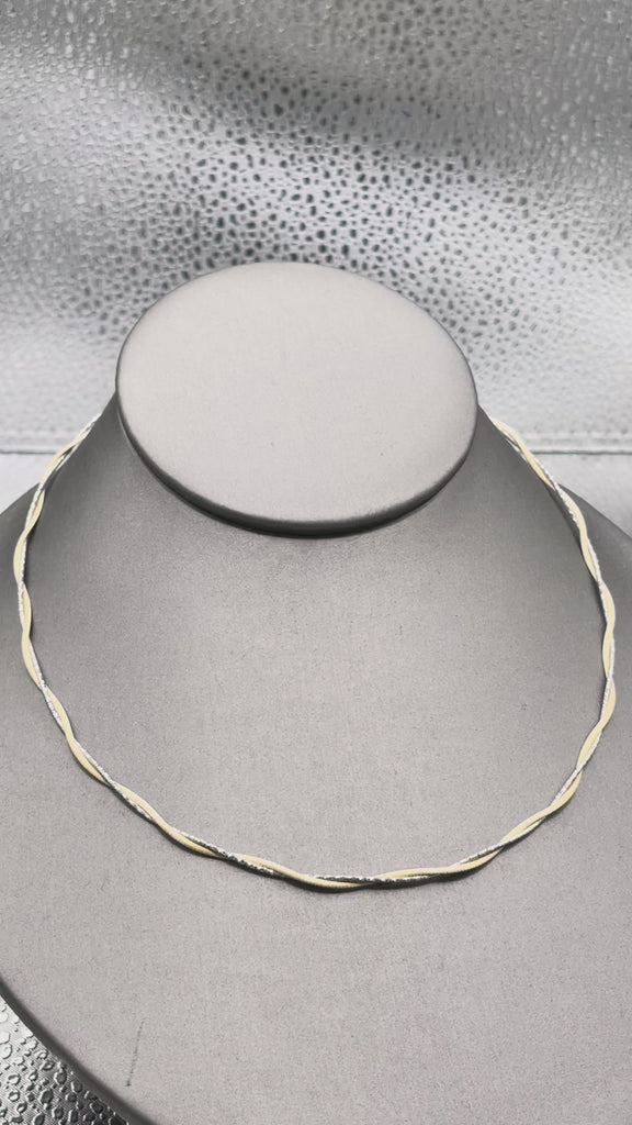 Movie of Ladies 14 Karat Yellow & White Gold Double Braided Cable Chain