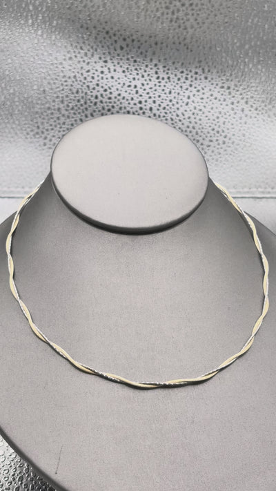 Movie of Ladies 14 Karat Yellow & White Gold Double Braided Cable Chain