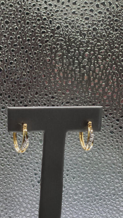 Ladies 14 Karat Yellow Gold and Diamond Hoop Earrings