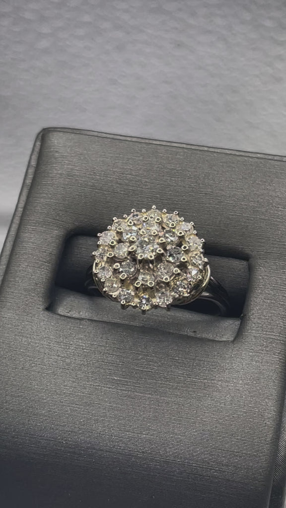 Movie two of Beautiful Vintage Ladies Diamond Starburst Bouquet Cocktail Ring