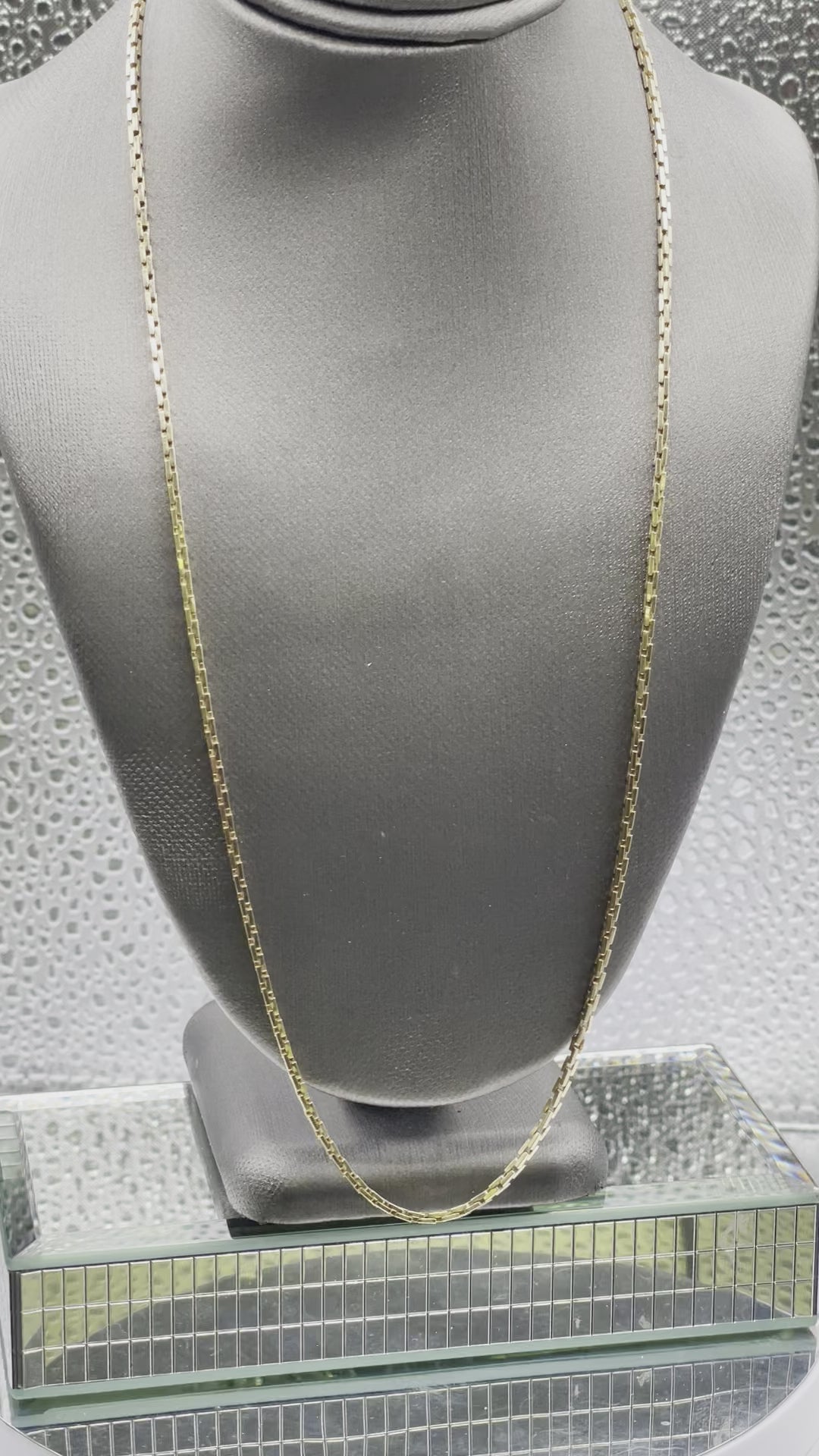 14 Karat Yellow Gold Flat Woven Solid Box Link Chain