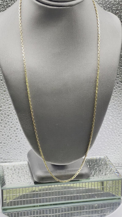 14 Karat Yellow Gold Flat Woven Solid Box Link Chain