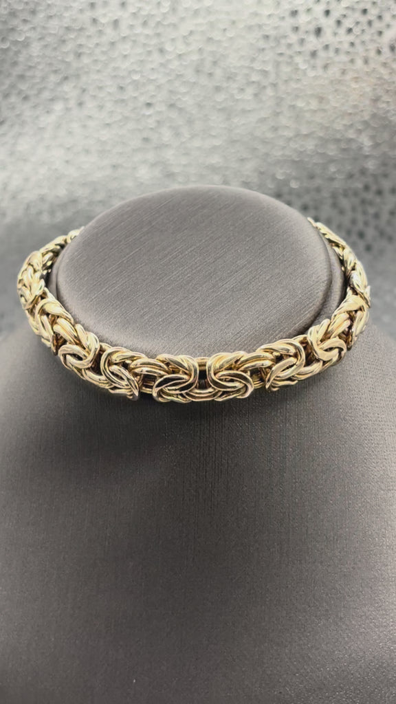 14 Karat Yellow Gold Ladies Byzantine Link Bracelet