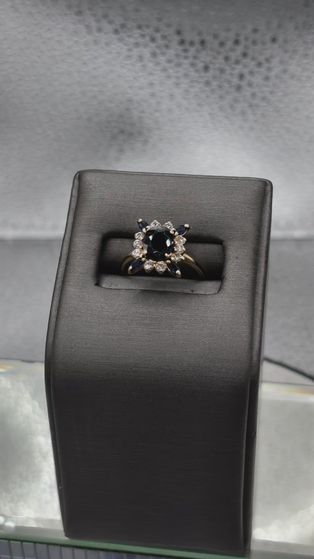 Movie of Ladies 14 Karat Yellow Gold Sapphire & Diamond Cocktail Ring