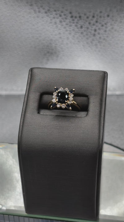 Movie of Ladies 14 Karat Yellow Gold Sapphire & Diamond Cocktail Ring