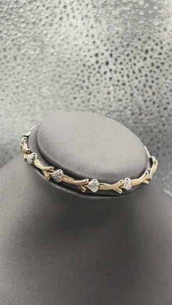 Ladies 14 Karat Yellow Gold Floral Heart Bracelet