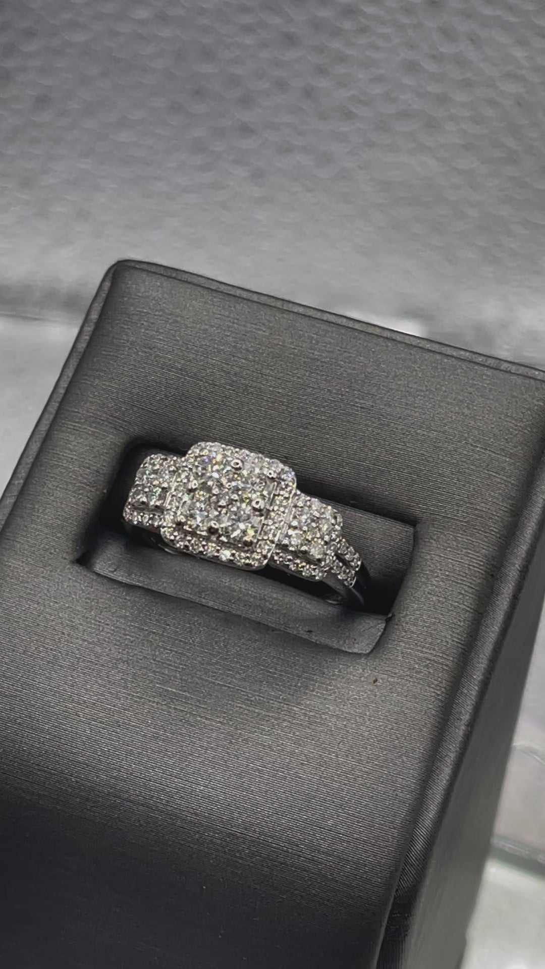 Ladies 14 Karat White Gold Diamond Cluster Engagement Ring