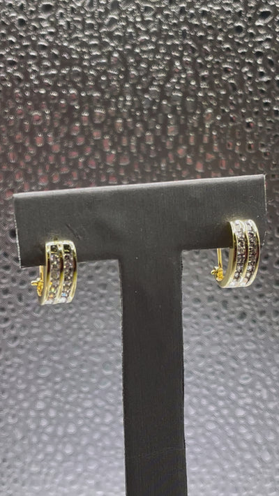 Ladies 14 Karat Solid Yellow Gold Diamond Post Earrings