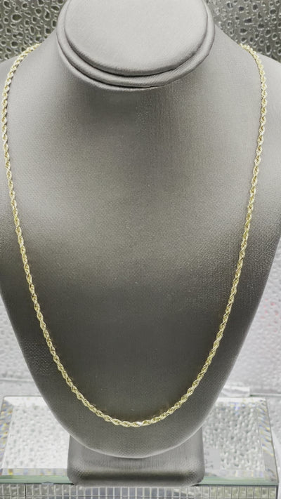 Movie of 14 Karat Yellow Gold Solid Diamond Cut Rope Chain