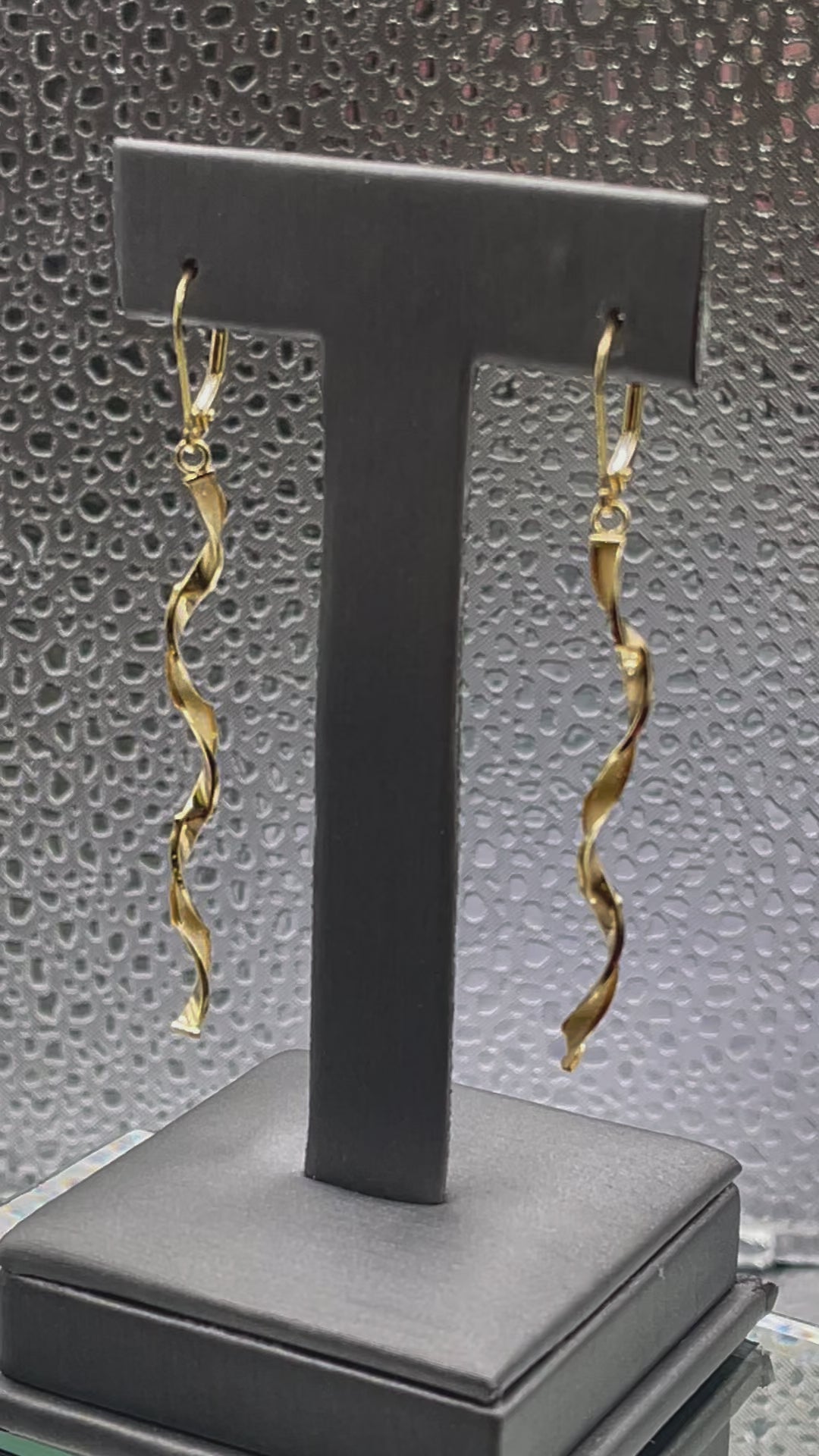 Ladies Imported 14 Karat Solid Yellow Gold Twisted Dangling Earrings