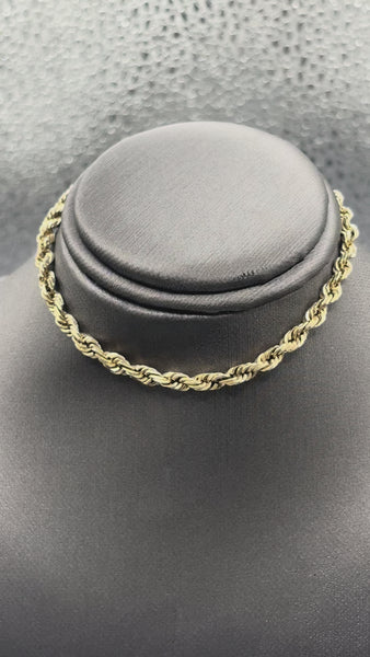 14 Karat Yellow Gold Ladies / Gents Solid Di-Cut Rope Bracelet