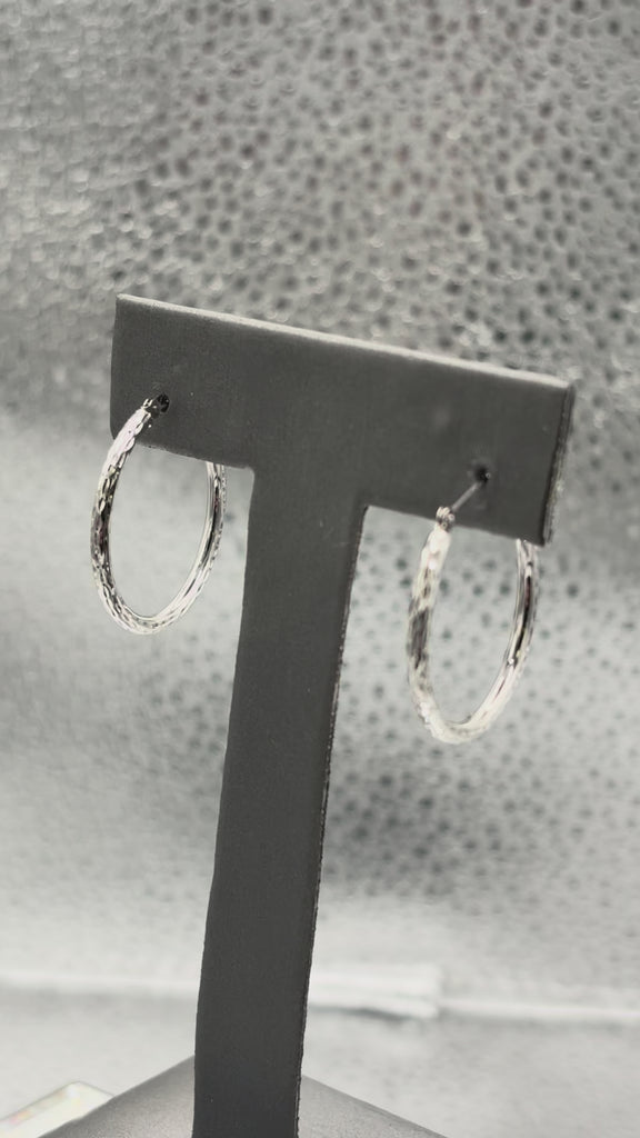 14 Karat Ladies White Gold Twisted Hoop Earrings