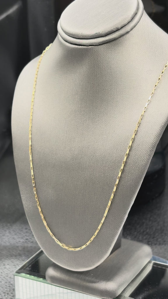 14 Karat Yellow Gold Ladies/Gents Open Rectangular Link Chain