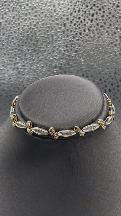 Movie of Ladies Beautiful 14 Karat Two Tone Gold & Diamond Tennis Bracelet