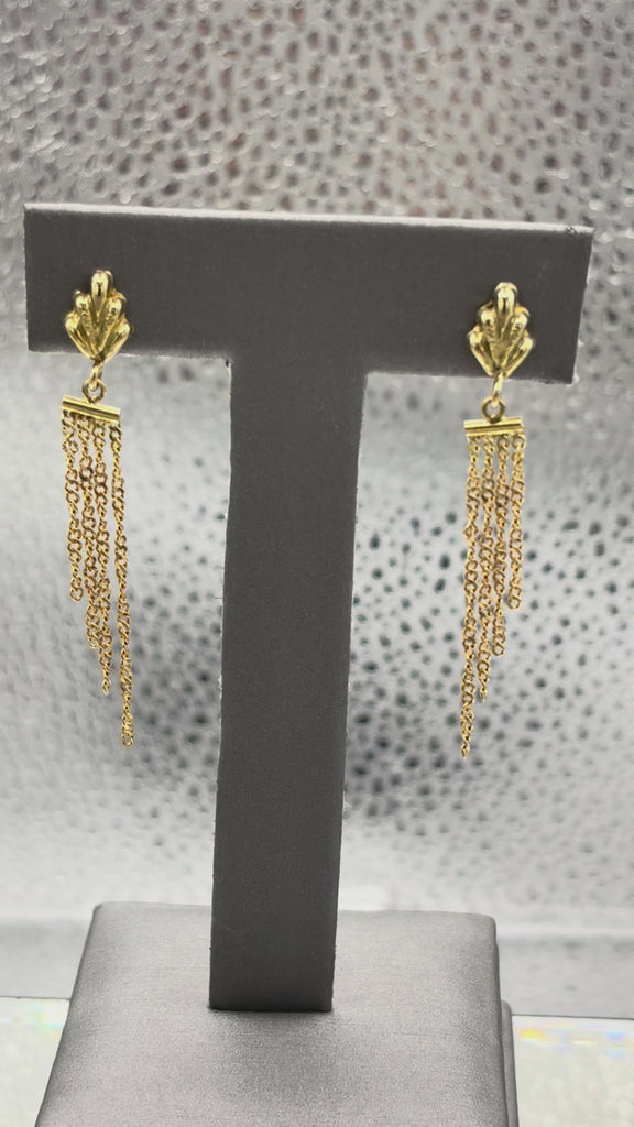 18 Karat Yellow Gold Ladies Dangling Chandelier Tassel Earrings