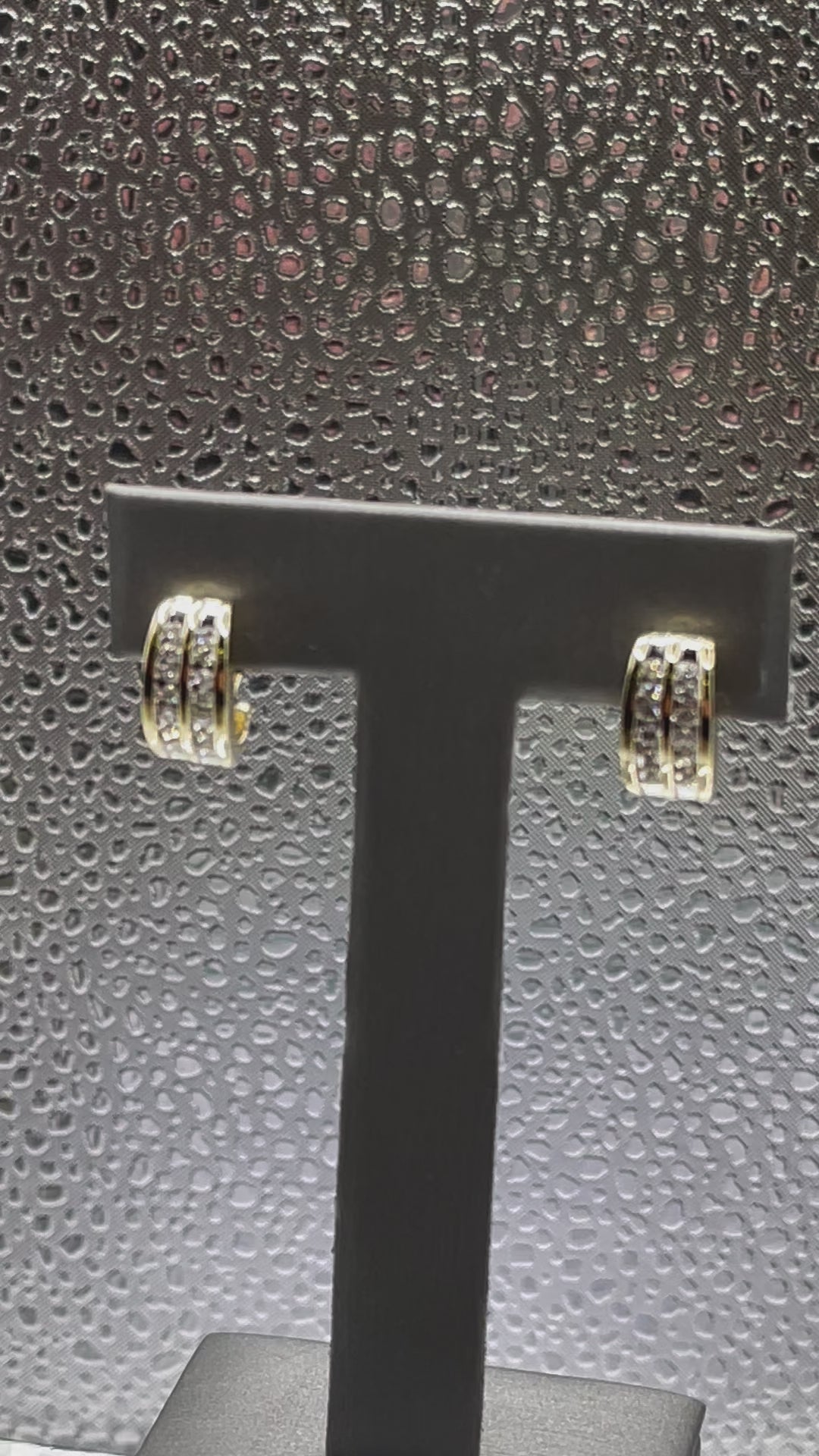 Ladies 14 Karat Solid Yellow Gold Diamond Stud Hoop Earrings