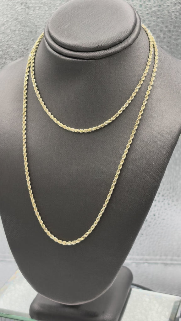 Movie of Ladies/Gents 14 Karat Solid Yellow Gold Di-Cut Rope Chain