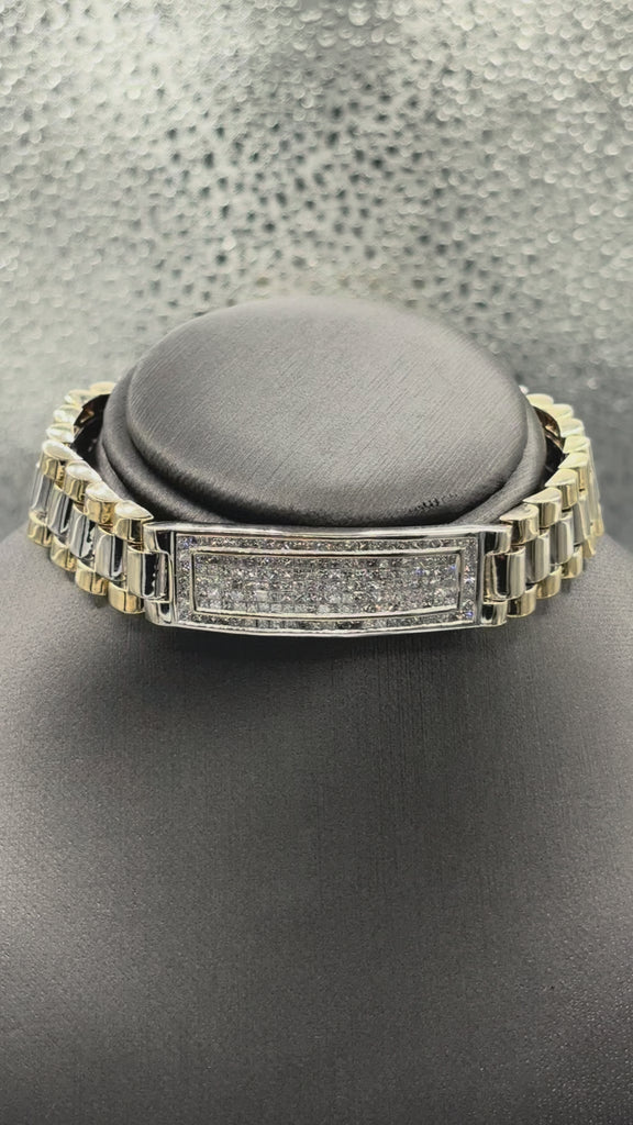 14 Karat Yellow & White Gold Gents/ Ladies Diamond Bracelet