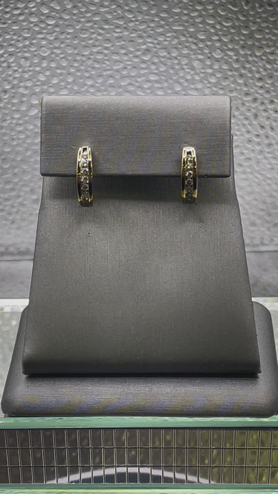 Ladies 14 Karat Yellow Gold and Diamond Earrings
