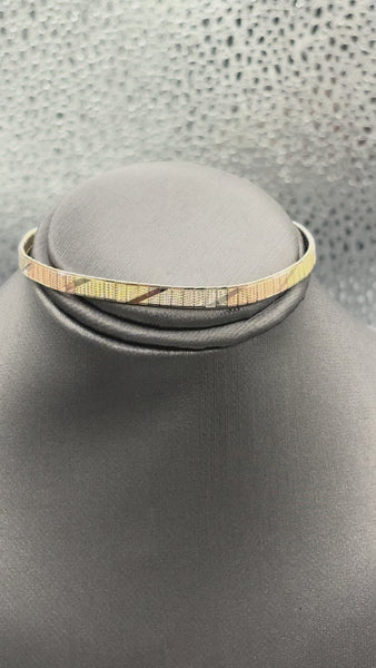 Ladies 14 Karat Tri-Color Gold Diamond Cut Mirror Bracelet