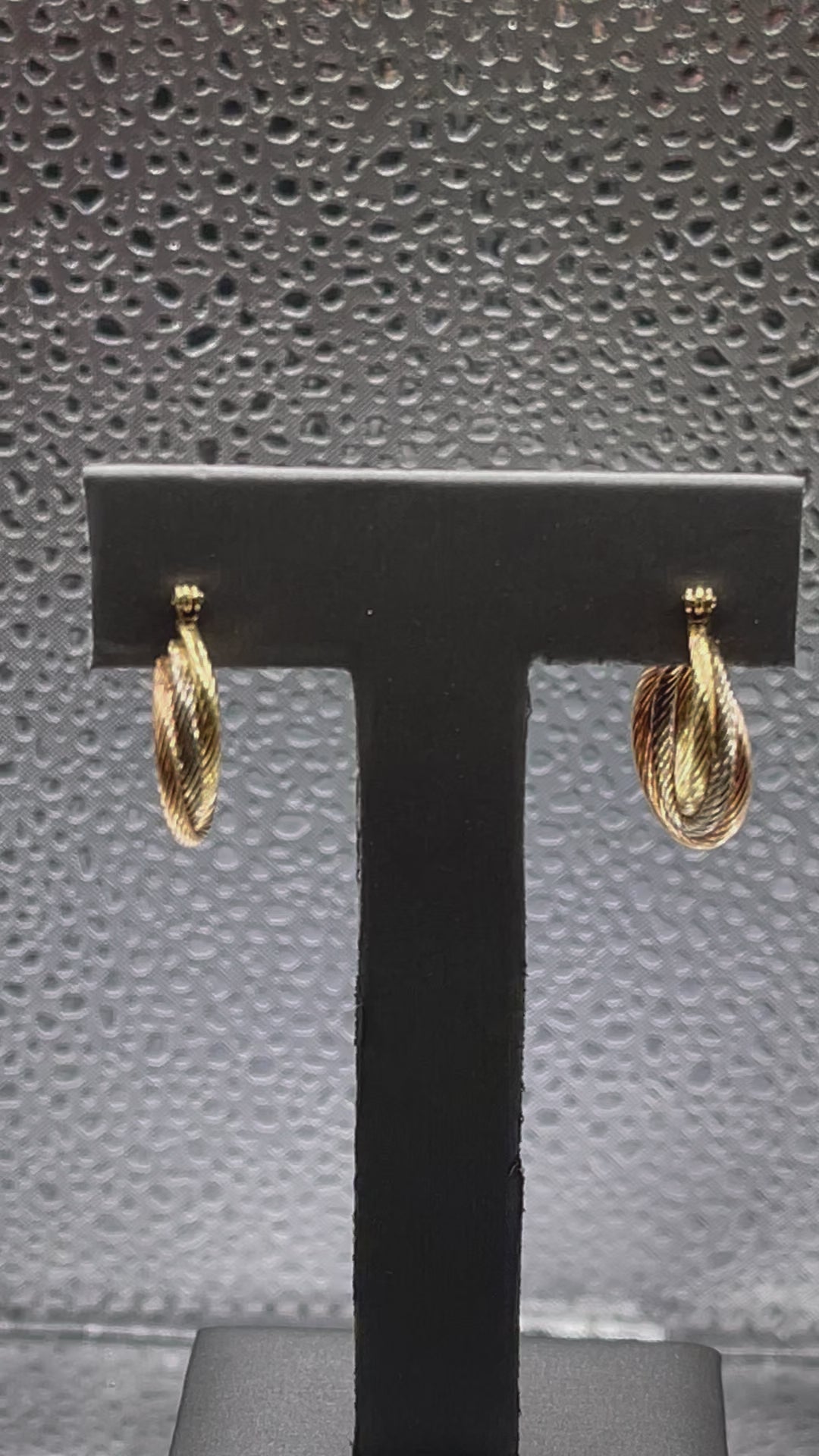 Ladies 14 Karat Solid Tri-Color Gold Hoop Earrings