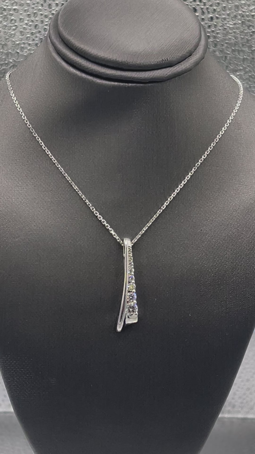 Movie of Ladies 14 Karat White Gold Cascade Diamond Flair Pendant & Chain
