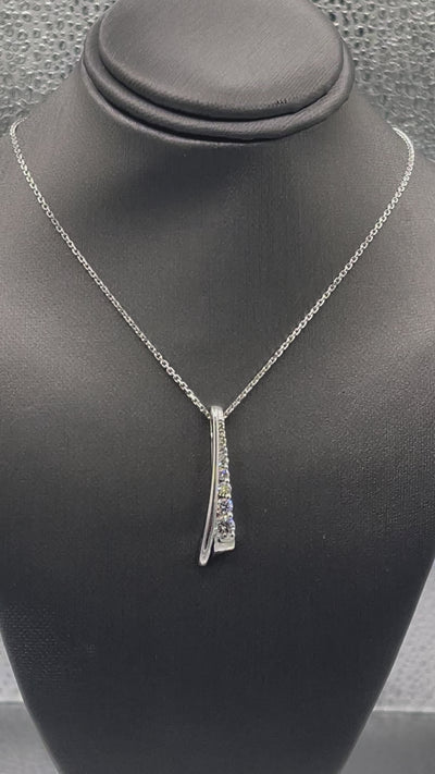 Movie of Ladies 14 Karat White Gold Cascade Diamond Flair Pendant & Chain