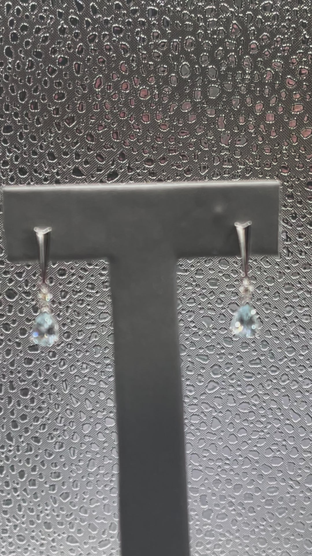 Ladies 14 Karat Solid White Gold Aquamarine and Diamond Dangling Earrings