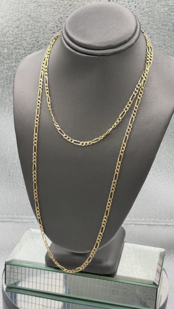 Movie of Ladies / Gents 14 Karat Yellow Gold Solid Figeroe Link Chain