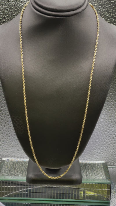 Ladies / Men’s 14 Karat Yellow Gold Diamond-Cut Solid Rope Chain