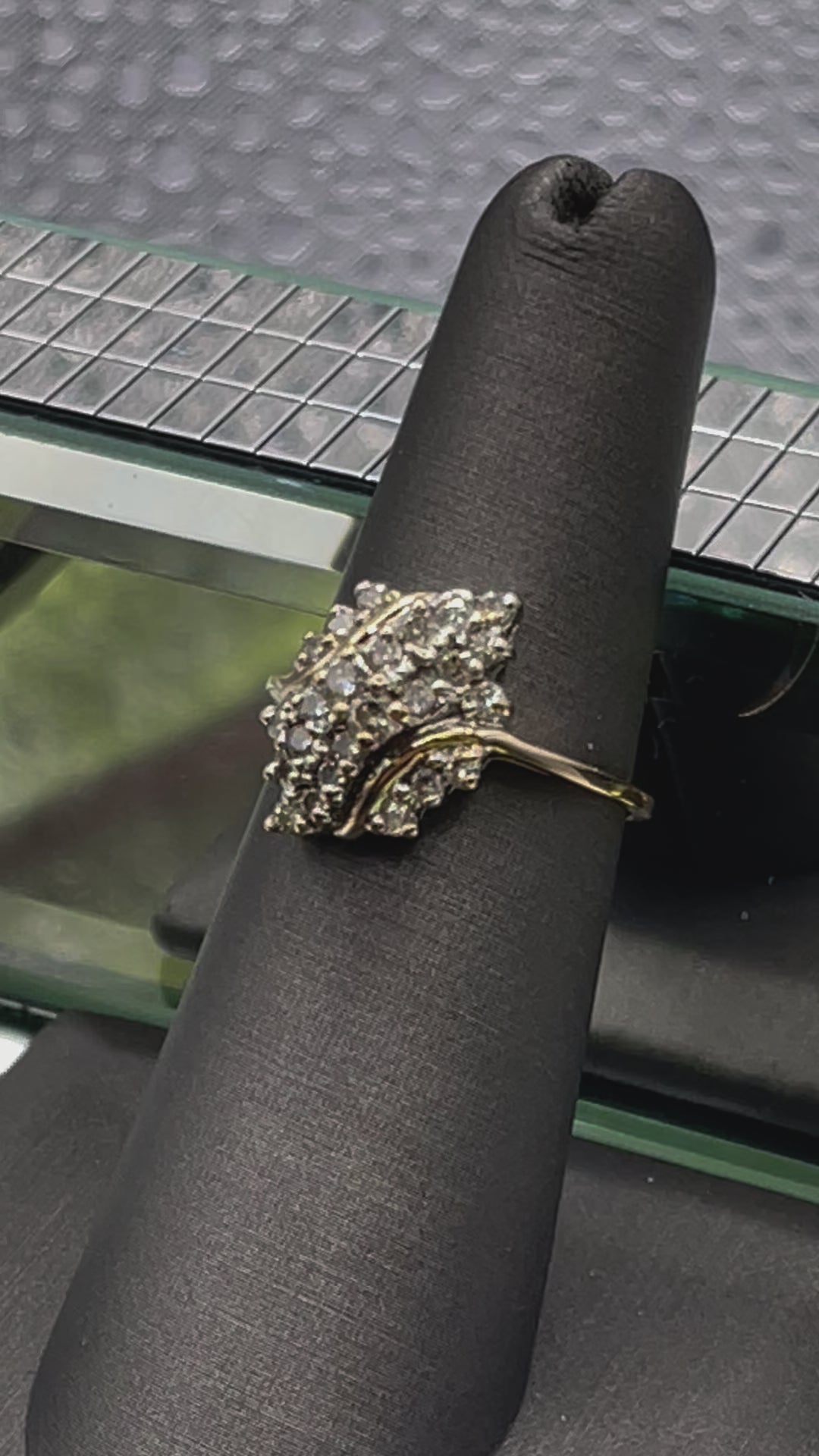 Ladies 14 Karat Yellow Gold Diamond Cluster Ring