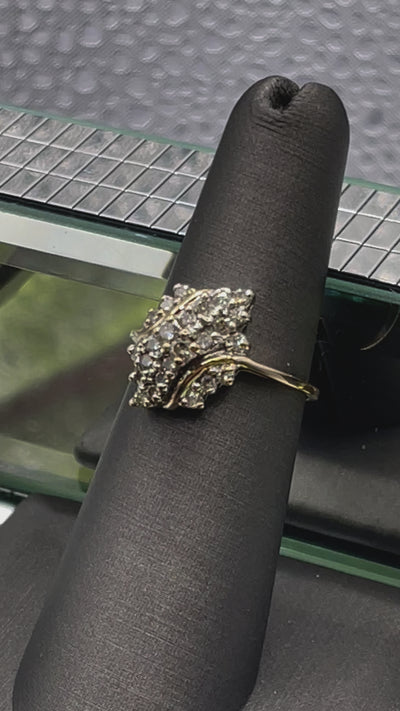 Ladies 14 Karat Yellow Gold Diamond Cluster Ring