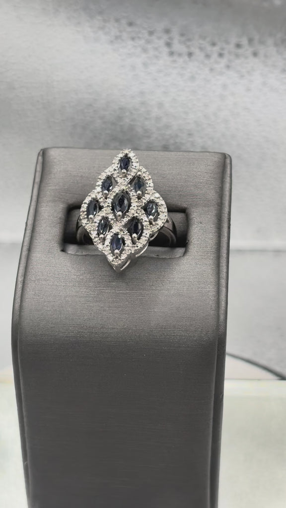 14 Karat White Gold Ladies 1.00ct Sapphire & Diamond