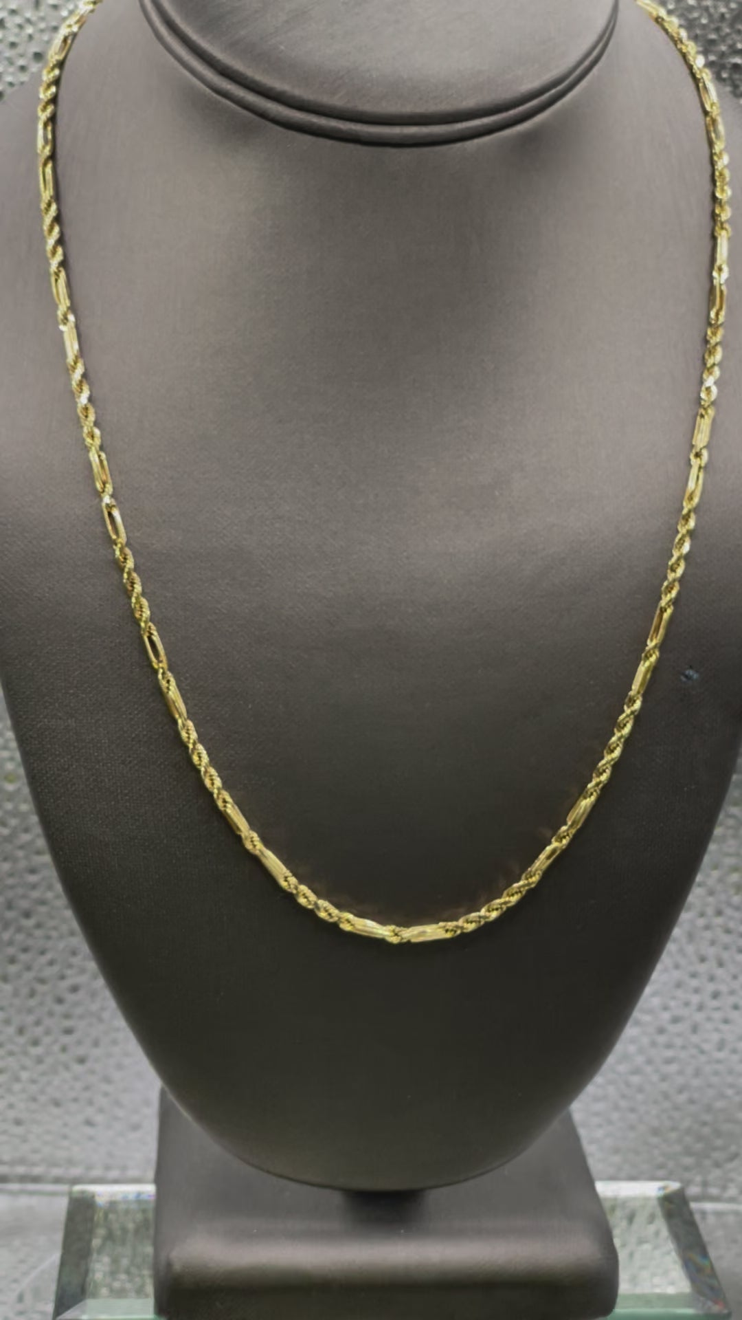 Ladies or Gents 14 Karat Yellow Gold Figaro rope Solid Link Rope Chain