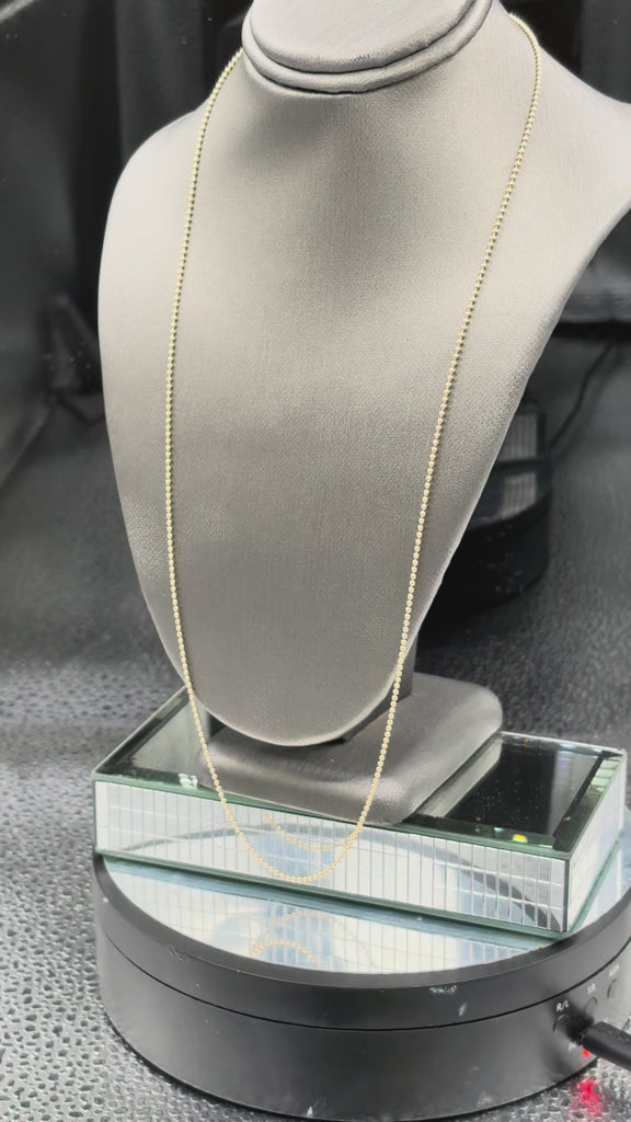 14 Karat Yellow Gold Ladies Solid Ball Chain