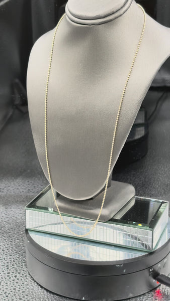 14 Karat Yellow Gold Ladies Solid Ball Chain