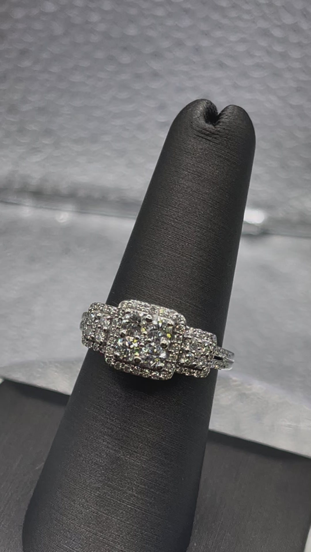 Ladies 14 Karat White Gold Diamond Cluster Engagement Ring