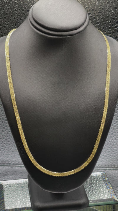 Movie of Ladies Imported 14 Karat Solid Yellow Gold Reversible Herringbone Chain