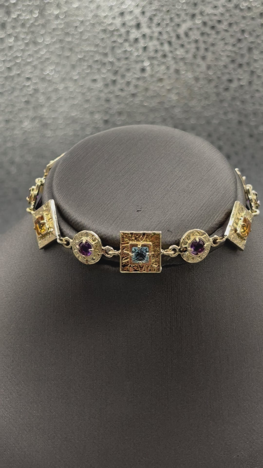 Movie of Ladies 14 Karat YG Geometric Shape Colored Stone Bracelet