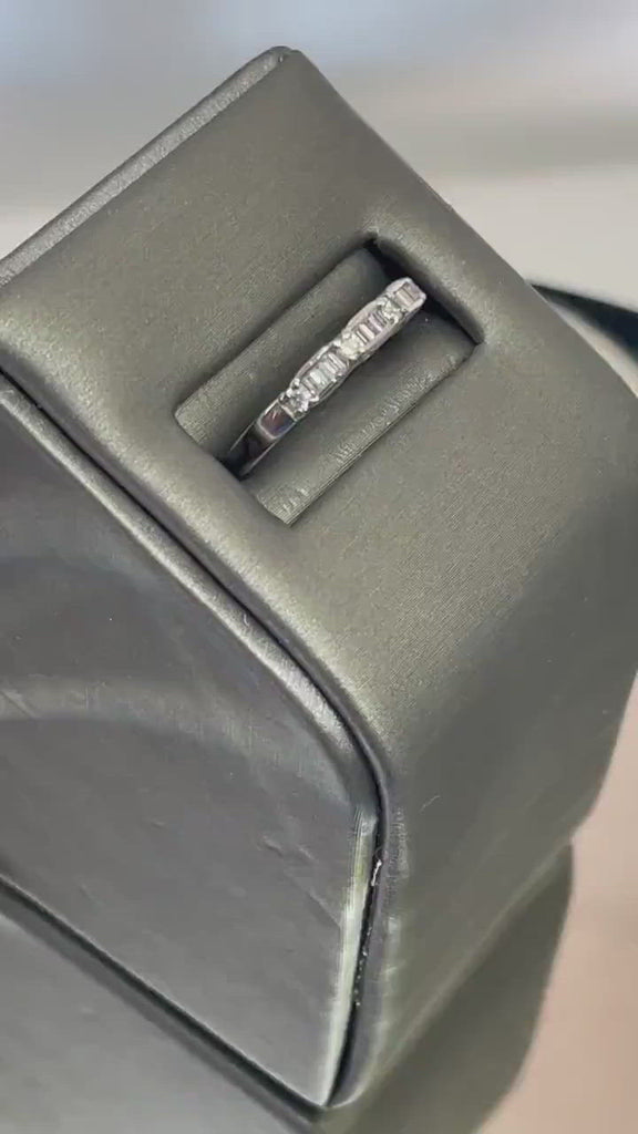 Movie of Ladies 14KT White Gold Diamond Band With Baguettes