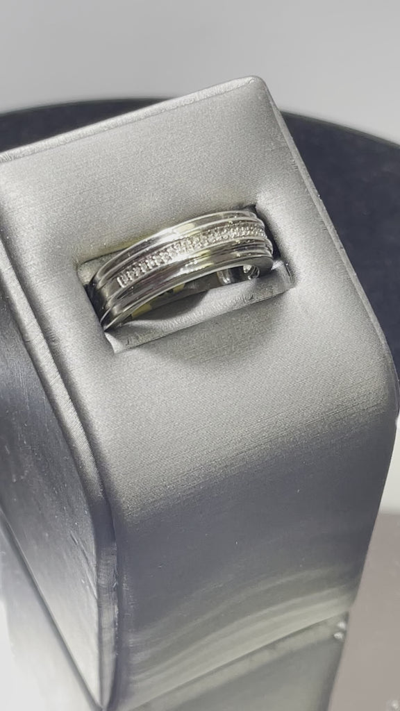 Movie of 10 Karat White Gold Diamond Band Classic