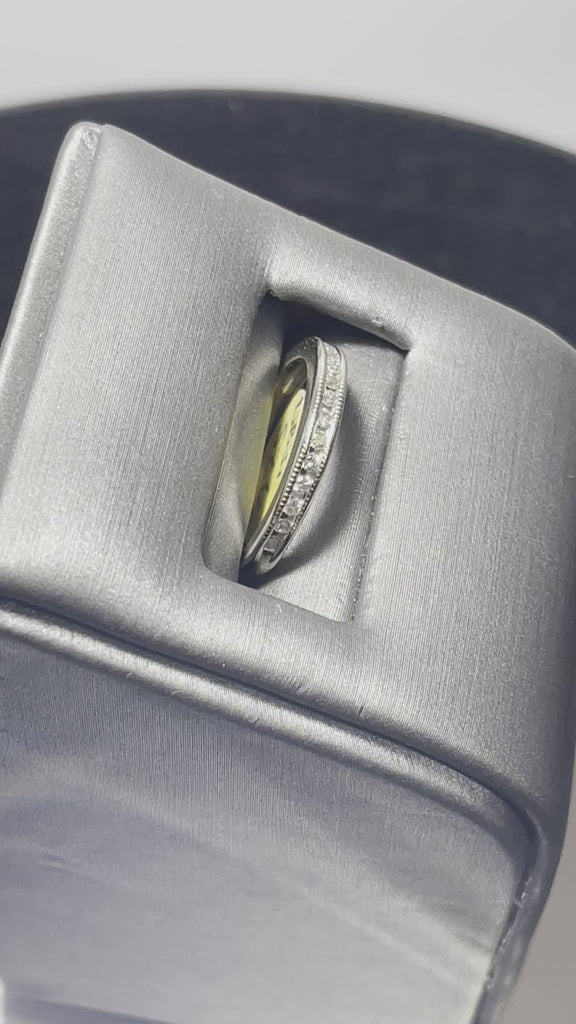 movie of 14 Karat White Gold Diamond Band With Millgrain Edging