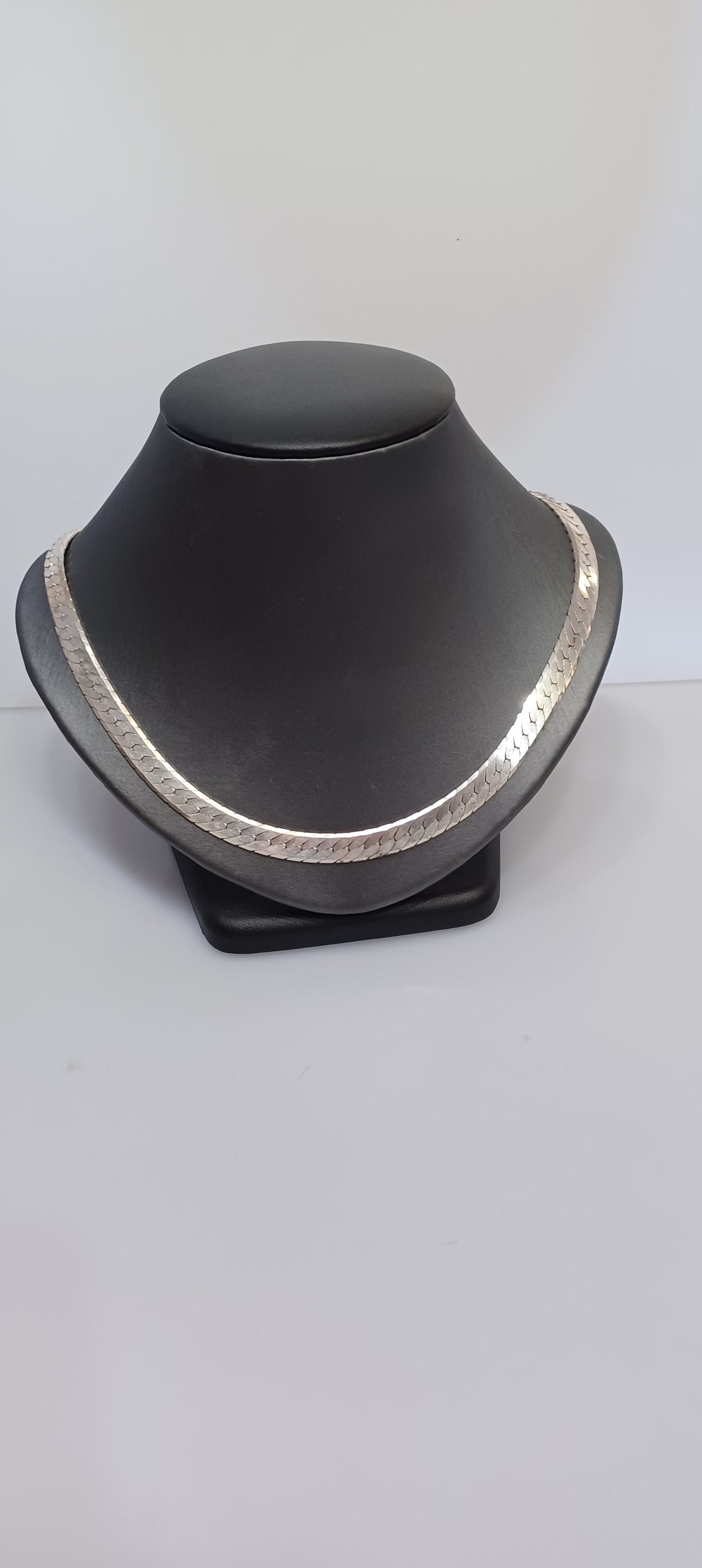 Sterling Silver Wide Herringbone Chain 20" Long Chain