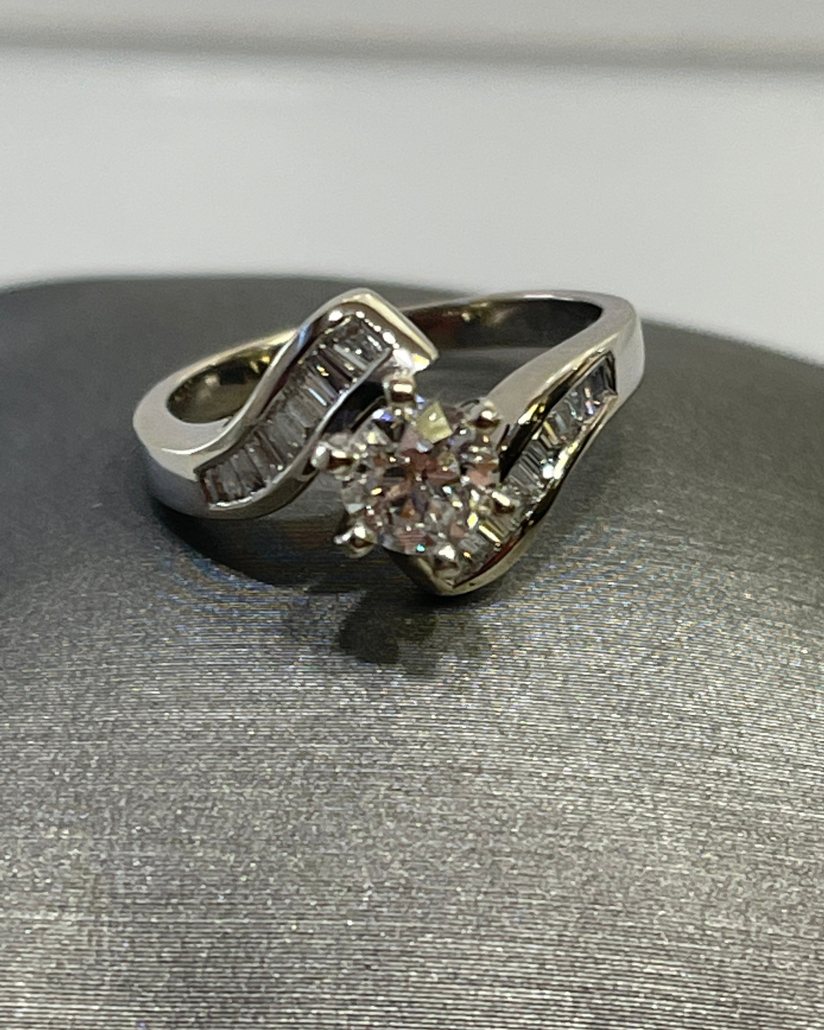 View two of 14 Karat White Gold Diamond Engagement Ring In Bypass Setting