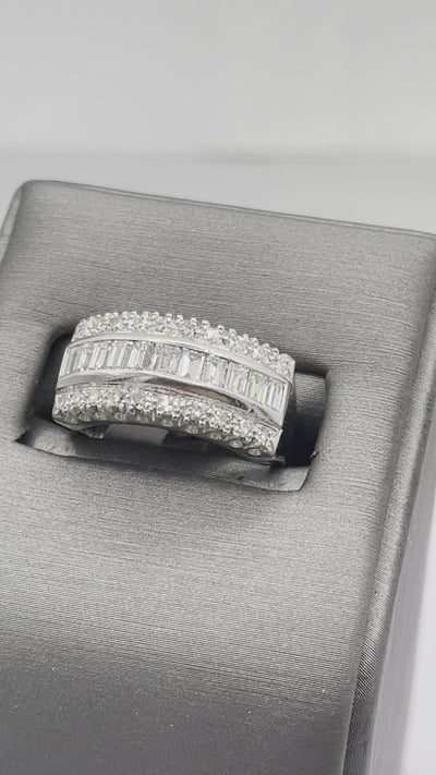 Movie of Vintage Platinum Diamond Band With Baguettes And Round Diamonds Heavy Band Incredible Ring