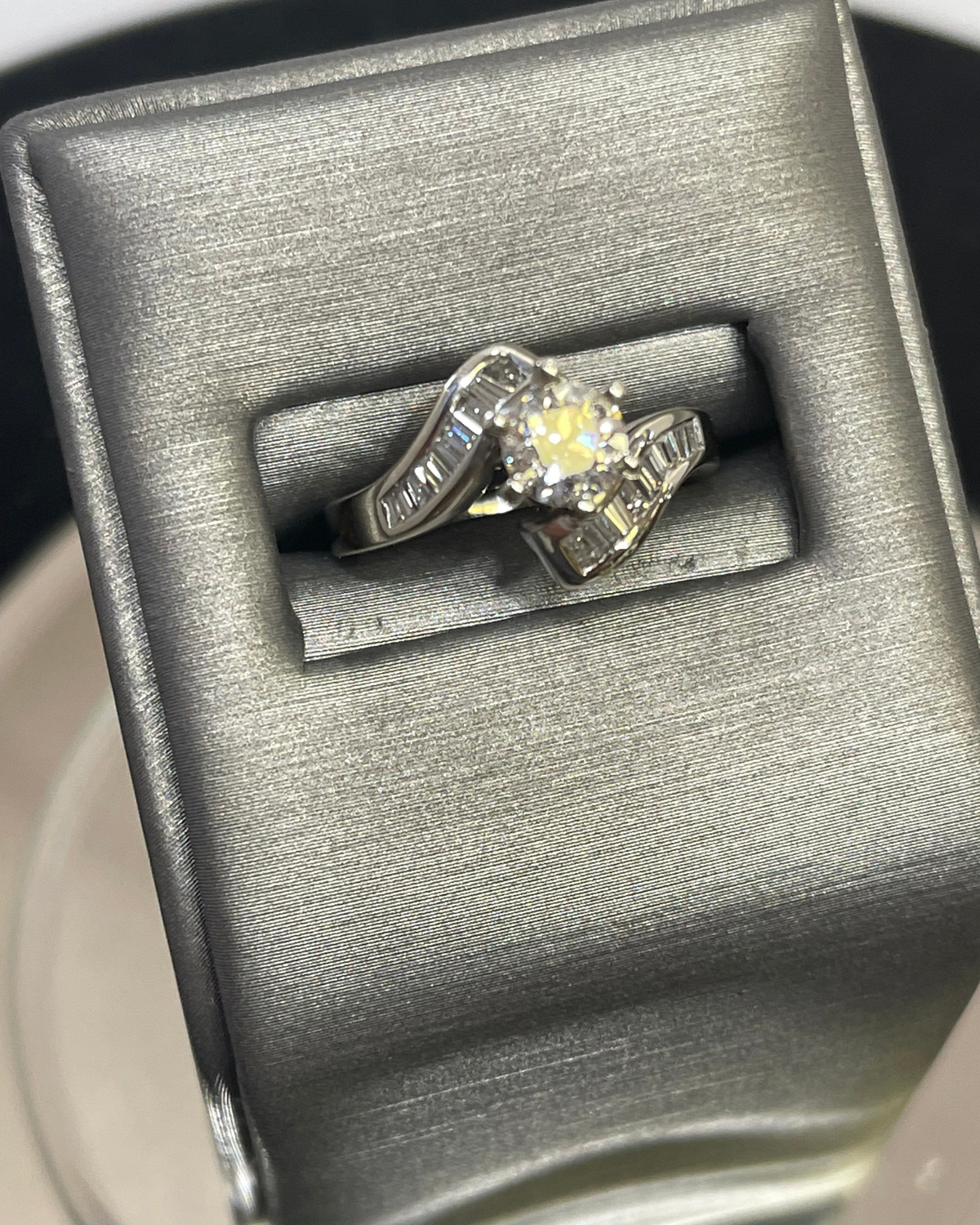 View five of 14 Karat White Gold Diamond Engagement Ring In Bypass Setting